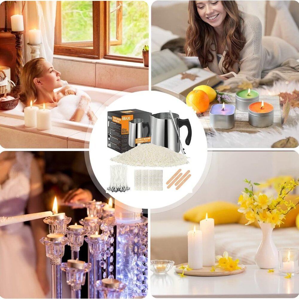 Candle Making Kit - 32oz Pouring Pot, 16oz Soy Wax, Wooden Wick Holders, Candle - Picture 8 of 8